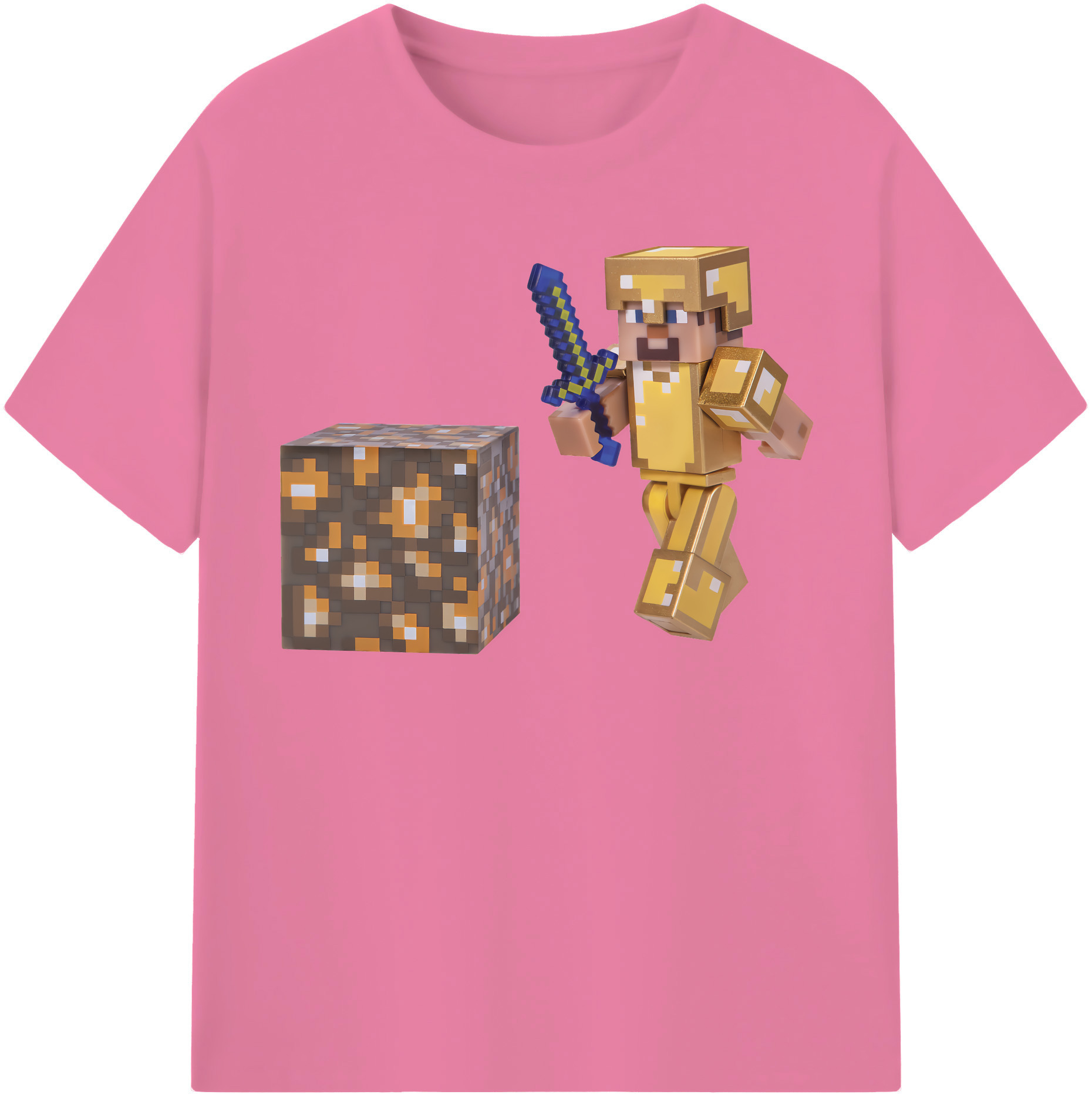 （画像用） マインクラフト ブロックの世界 Minecraft MC Block world 綿100％半袖Tシャツ（フロントプリント）